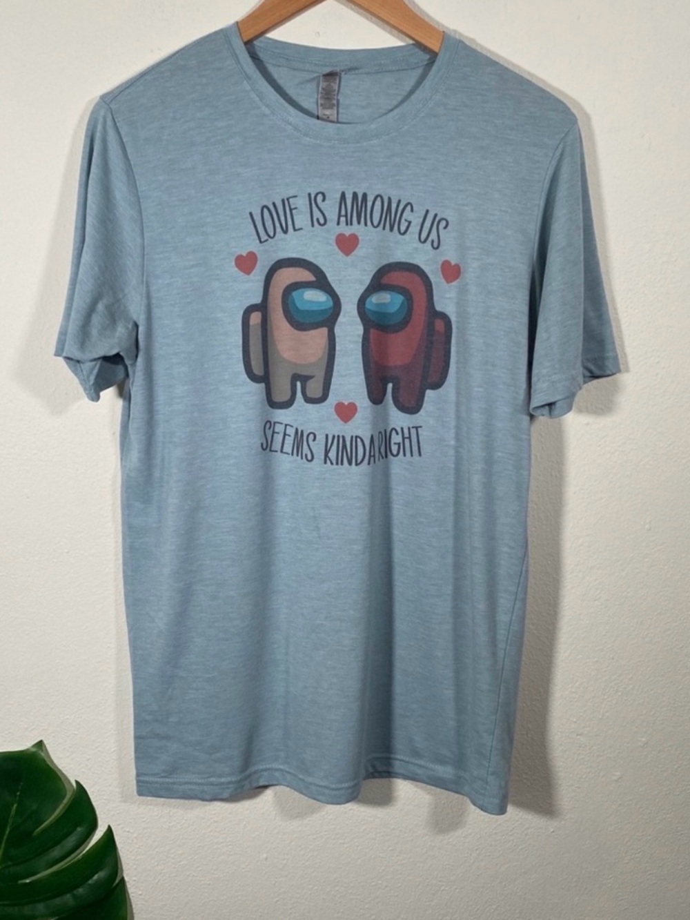 Love is Among Us Graphic Tee Shirt Blue Size Medium Next Level Apparel